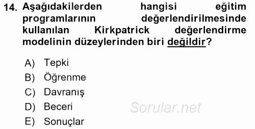 Acil Durum ve Afet Farkındalık Eğitimi 2017 - 2018 Dönem Sonu Sınavı 14.Soru