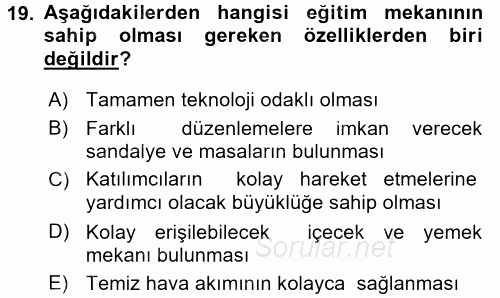 Acil Durum ve Afet Farkındalık Eğitimi 2017 - 2018 Dönem Sonu Sınavı 19.Soru