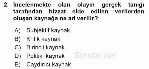 Acil Durum ve Afet Farkındalık Eğitimi 2017 - 2018 Dönem Sonu Sınavı 2.Soru