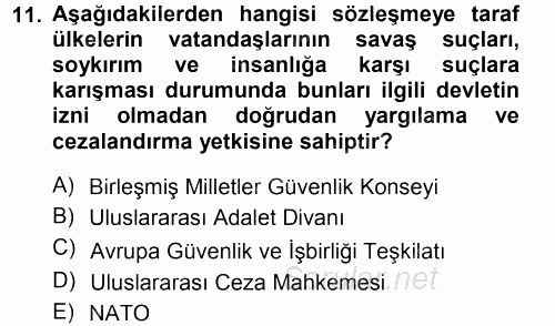 İnsan Hakları ve Demokratikleşme Süreci 2014 - 2015 Ara Sınavı 11.Soru