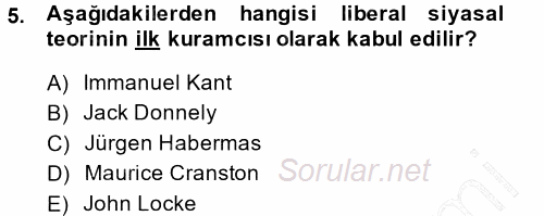 İnsan Hakları ve Demokratikleşme Süreci 2014 - 2015 Ara Sınavı 5.Soru