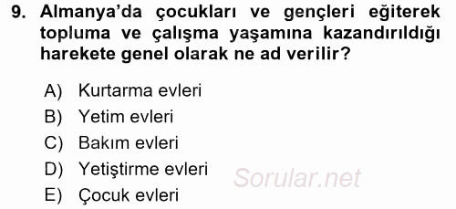 Sosyal Hizmet Uygulamaları 2016 - 2017 Dönem Sonu Sınavı 9.Soru