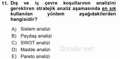 Kamu Yönetiminde Çağdaş Yaklaşımlar 2015 - 2016 Ara Sınavı 11.Soru