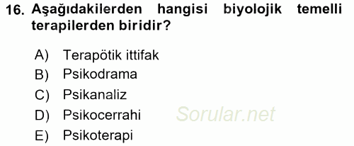 Birey ve Davranış 2015 - 2016 Dönem Sonu Sınavı 16.Soru