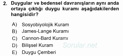 Birey ve Davranış 2015 - 2016 Dönem Sonu Sınavı 2.Soru