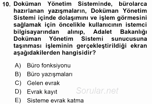 Ulusal Yargı Ağı Projesi 1 2016 - 2017 Ara Sınavı 10.Soru