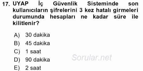 Ulusal Yargı Ağı Projesi 1 2016 - 2017 Ara Sınavı 17.Soru