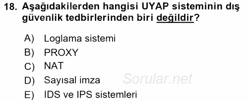 Ulusal Yargı Ağı Projesi 1 2016 - 2017 Ara Sınavı 18.Soru