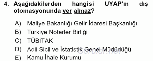 Ulusal Yargı Ağı Projesi 1 2016 - 2017 Ara Sınavı 4.Soru