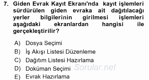 Ulusal Yargı Ağı Projesi 1 2016 - 2017 Ara Sınavı 7.Soru