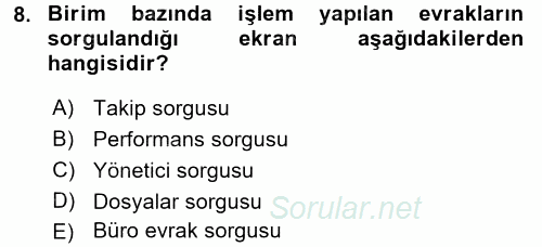 Ulusal Yargı Ağı Projesi 1 2016 - 2017 Ara Sınavı 8.Soru