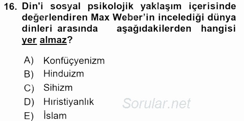 Sosyolojiye Giriş 2015 - 2016 Dönem Sonu Sınavı 16.Soru