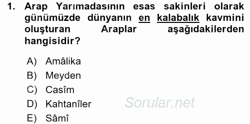 İslam Tarihi ve Medeniyeti 1 2015 - 2016 Ara Sınavı 1.Soru