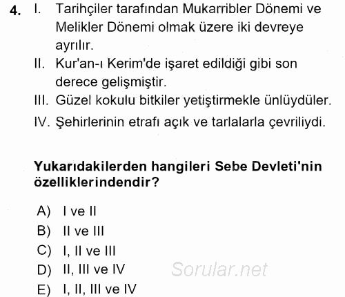 İslam Tarihi ve Medeniyeti 1 2015 - 2016 Ara Sınavı 4.Soru