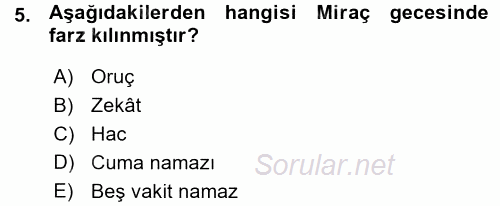İslam Tarihi ve Medeniyeti 1 2015 - 2016 Ara Sınavı 5.Soru
