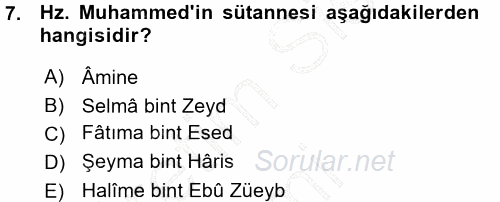 İslam Tarihi ve Medeniyeti 1 2015 - 2016 Ara Sınavı 7.Soru