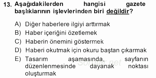 İletişim Ortamları Tasarımı 2013 - 2014 Ara Sınavı 13.Soru