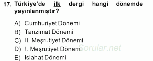 İletişim Ortamları Tasarımı 2013 - 2014 Ara Sınavı 17.Soru