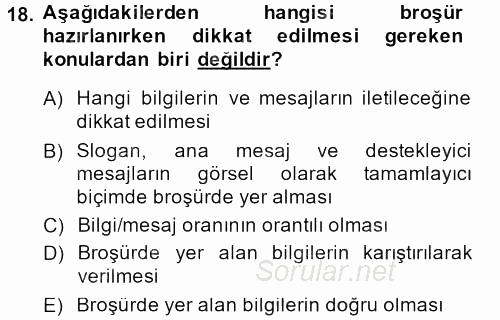 İletişim Ortamları Tasarımı 2013 - 2014 Ara Sınavı 18.Soru