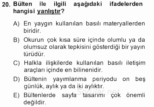 İletişim Ortamları Tasarımı 2013 - 2014 Ara Sınavı 20.Soru