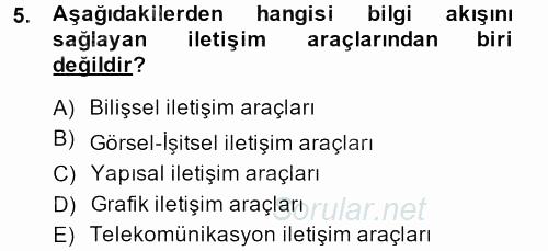 İletişim Ortamları Tasarımı 2013 - 2014 Ara Sınavı 5.Soru