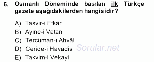 İletişim Ortamları Tasarımı 2013 - 2014 Ara Sınavı 6.Soru