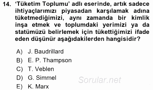 Turizm Sosyolojisi 2015 - 2016 Ara Sınavı 14.Soru