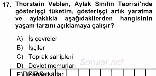 Turizm Sosyolojisi 2015 - 2016 Ara Sınavı 17.Soru