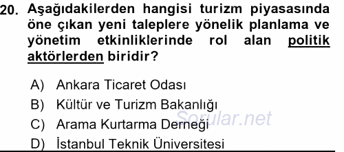Turizm Sosyolojisi 2015 - 2016 Ara Sınavı 20.Soru