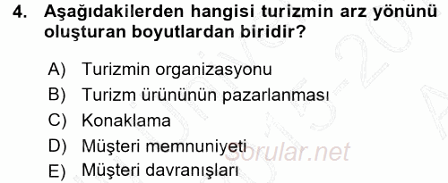 Turizm Sosyolojisi 2015 - 2016 Ara Sınavı 4.Soru