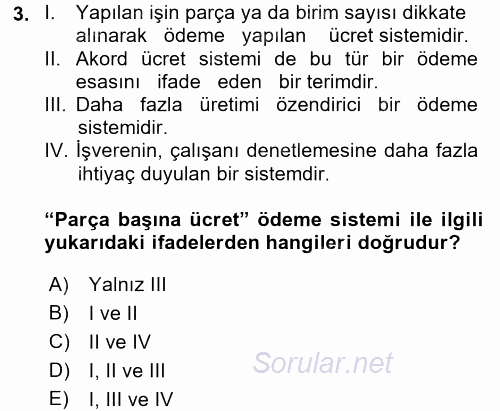 Verimlilik Yönetimi 2017 - 2018 Ara Sınavı 3.Soru