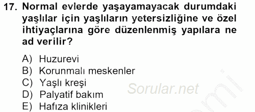 Sosyal Hizmet Kuruluşları 2012 - 2013 Ara Sınavı 17.Soru