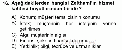Çağrı Merkezi Yönetimi 2 2012 - 2013 Ara Sınavı 16.Soru