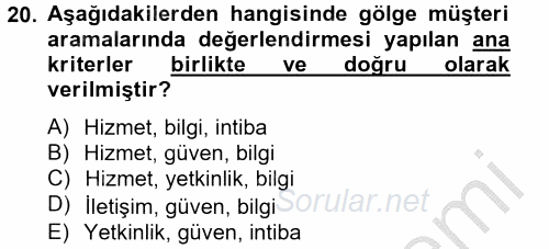 Çağrı Merkezi Yönetimi 2 2012 - 2013 Ara Sınavı 20.Soru
