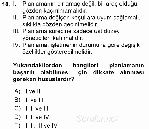 Girişim Finansmanı 2017 - 2018 Ara Sınavı 10.Soru