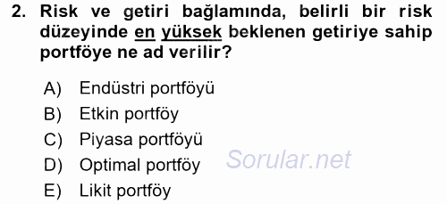 Girişim Finansmanı 2017 - 2018 Ara Sınavı 2.Soru