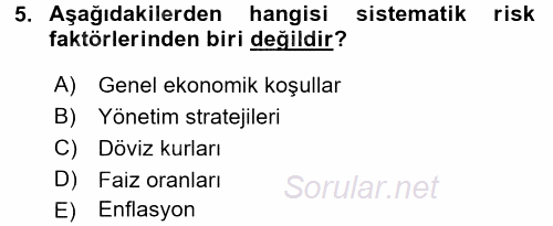 Girişim Finansmanı 2017 - 2018 Ara Sınavı 5.Soru