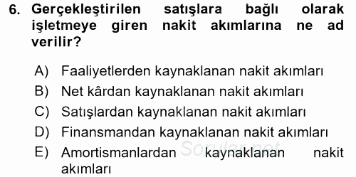 Girişim Finansmanı 2017 - 2018 Ara Sınavı 6.Soru