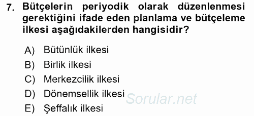 Girişim Finansmanı 2017 - 2018 Ara Sınavı 7.Soru