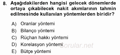 Girişim Finansmanı 2017 - 2018 Ara Sınavı 8.Soru