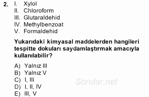 Temel Veteriner Histoloji ve Embriyoloji 2014 - 2015 Tek Ders Sınavı 2.Soru
