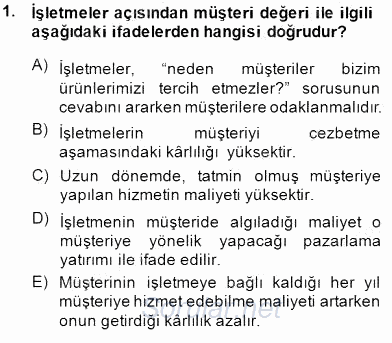 Pazarlama Yönetimi 2014 - 2015 Ara Sınavı 1.Soru