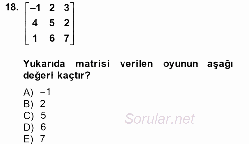 Matematik 2 2013 - 2014 Tek Ders Sınavı 18.Soru