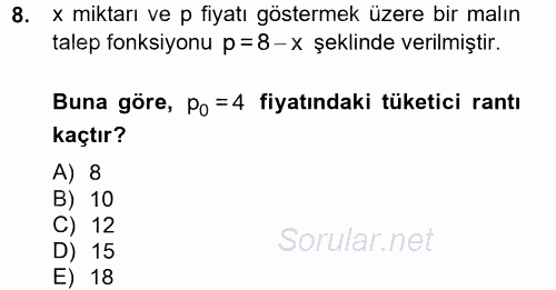 Matematik 2 2013 - 2014 Tek Ders Sınavı 8.Soru