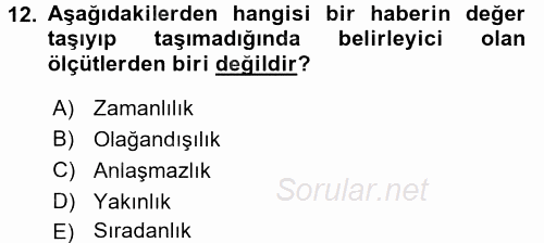 Acil Durum ve Afet Farkındalık Eğitimi 2017 - 2018 Ara Sınavı 12.Soru