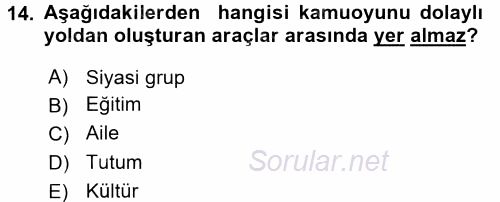 Acil Durum ve Afet Farkındalık Eğitimi 2017 - 2018 Ara Sınavı 14.Soru