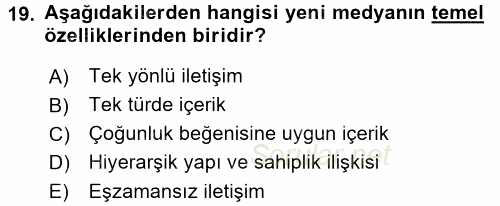 Acil Durum ve Afet Farkındalık Eğitimi 2017 - 2018 Ara Sınavı 19.Soru