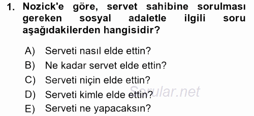 Toplumsal Tabakalaşma ve Eşitsizlik 2015 - 2016 Tek Ders Sınavı 1.Soru