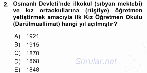 Türk Eğitim Tarihi 2016 - 2017 Ara Sınavı 2.Soru