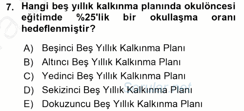 Türk Eğitim Tarihi 2016 - 2017 Ara Sınavı 7.Soru